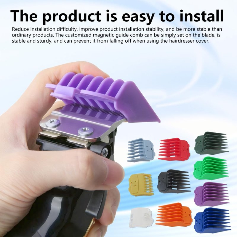 US! 10-Pack Magetic Clipper Guards Set for Limural K11S/Novah HCL-001/Surker K7S/K9C/K9S, Color Coded Clipper Guides Replacement - Length: 1/16" to 1"
