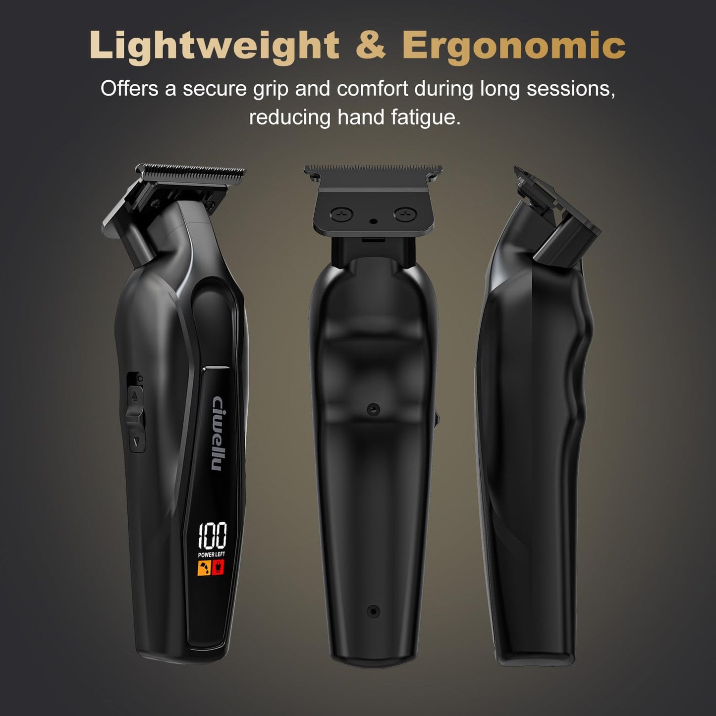 ciwellu Hair Trimmer for Men, Professional Barber Liner & Beard Trimmer with Zero-Gap T-Blade Clippers,USB-C Fast Charge with 7 Guards for Hair/Body