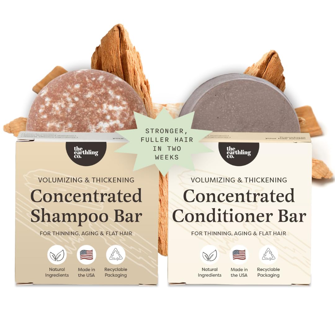 Volumizing Shampoo & Conditioner Bar Set - Thickening & Strengthening | Sulfate-Free, Paraben-Free, Vanilla Coconut
