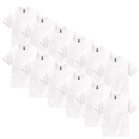 Gildan Youth Ultra Cotton T-Shirt, Style G2000B, Multipack, White (12-Pack), Large