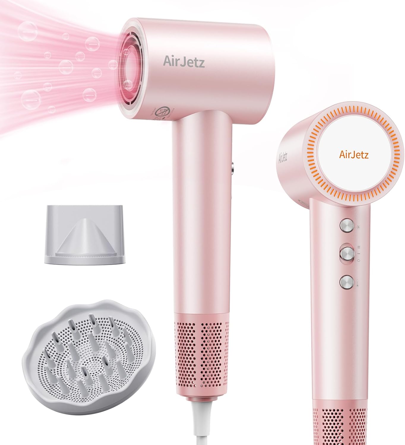 High-Speed Ionic Hair Dryer - 160,000 RPM Professional Lightweight Blow Dryer with Diffuser & Magnetic Nozzle | White
