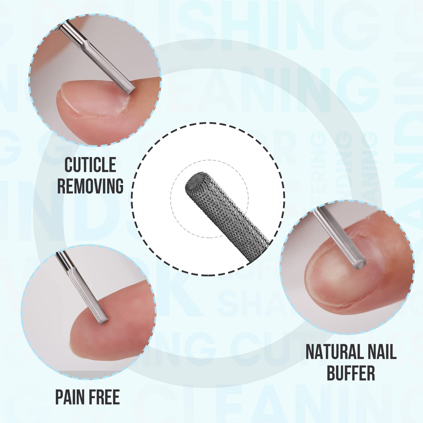 Cuticle Nail Drill Bit - Tungsten Carbide Safety Remover | 3/32'' Needle Bit for Electric Nail File (Silver, Fine)