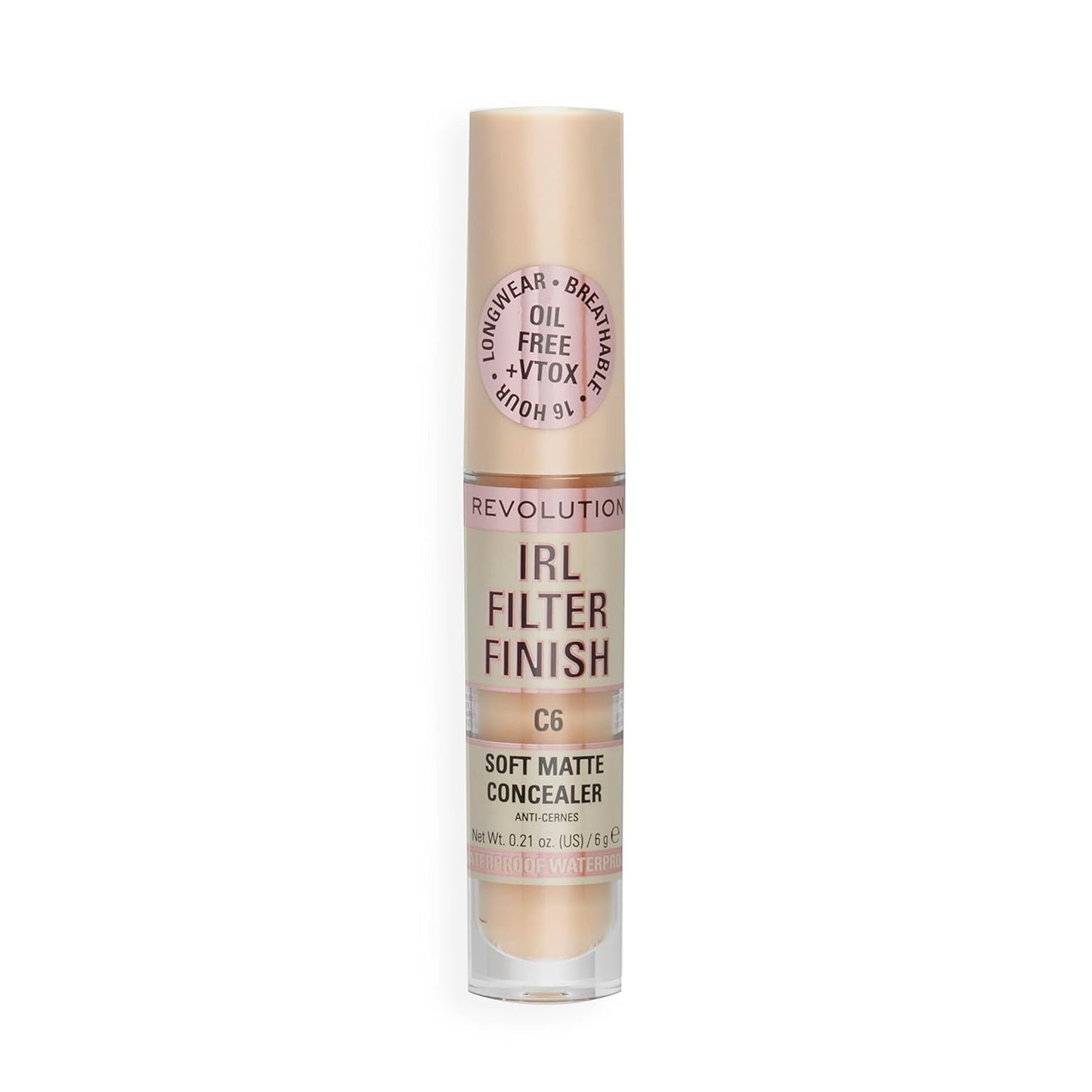 Revolution Concealer - Full Coverage, Oil-Free, Lightweight Formula with Hyaluronic Acid | C6, 0.21 oz