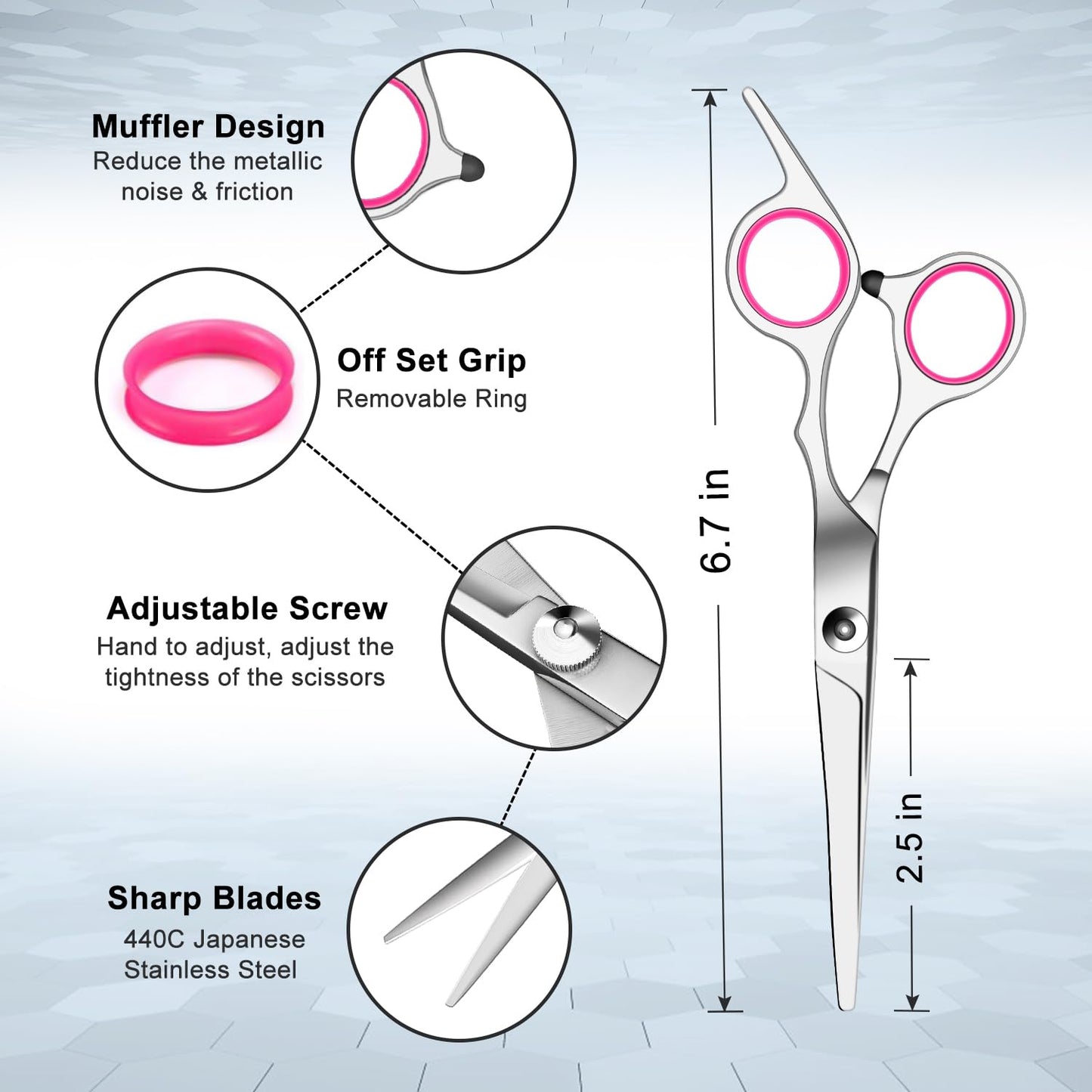 Professional Hair Cutting Scissors Set - 9 PCS Thinning Shears Kit for Salon & Home Use | Ideal for Men, Women, Kids & Pets