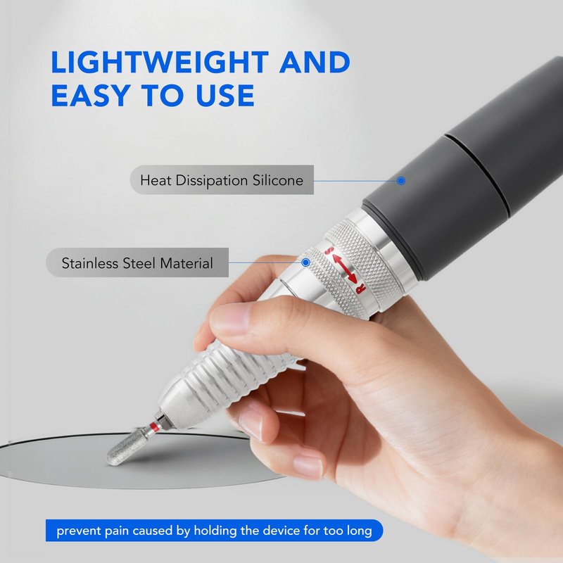 Nail Drill Handpiece for Super UP200, 35000RPM Professional Electric Nail File Handle Replacement 3 Pins for Manicure Art Tool, Low Noise and Smooth (Only Handpiece)