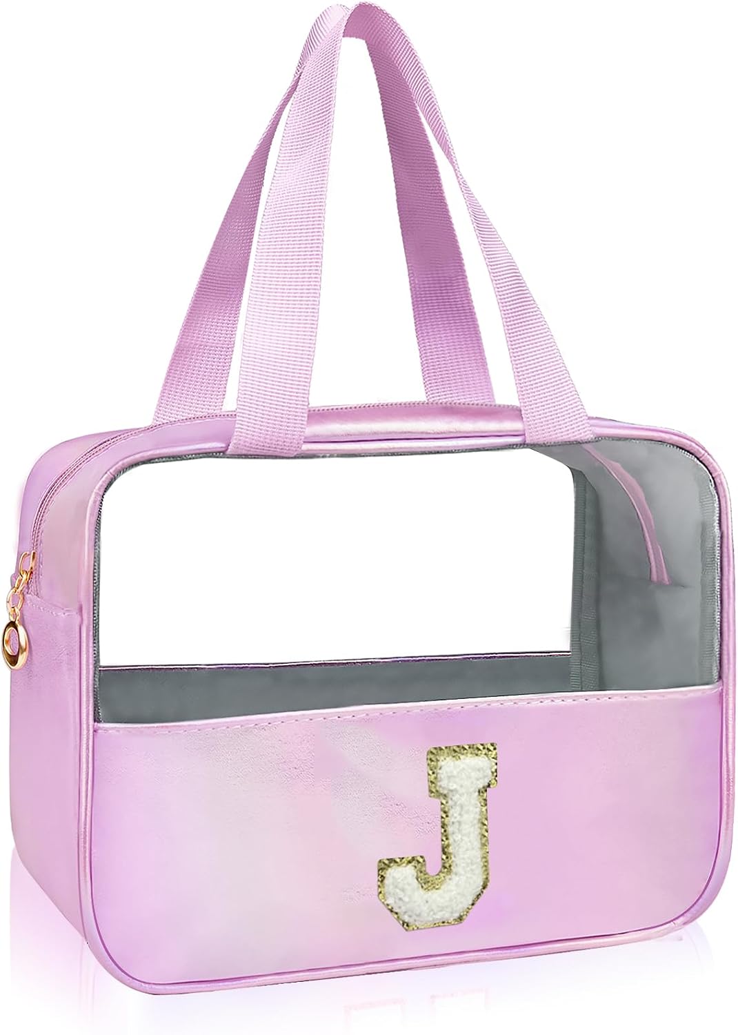 Personalized Pink Clear Makeup Bag - Large Cosmetic Organizer for Travel | Ideal Gift for Women & Girls
