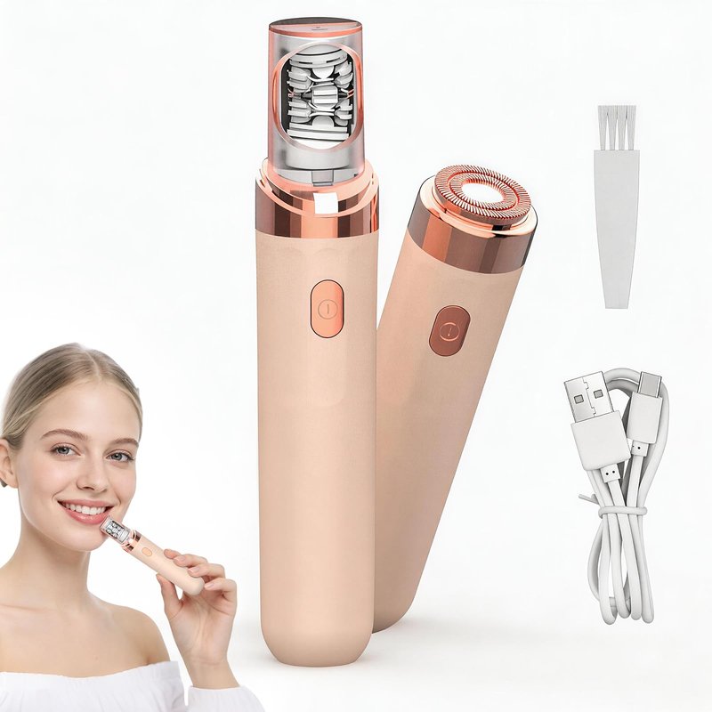 Women Face Epilator,2-in-1 Dual Head Gentle Face Razor with Built-in LED Light Precision Perfect for Lips,Upgrades Rechargeable Electric Hair Removal Device,Chin,Neck,Leg,Arms and Cheeks