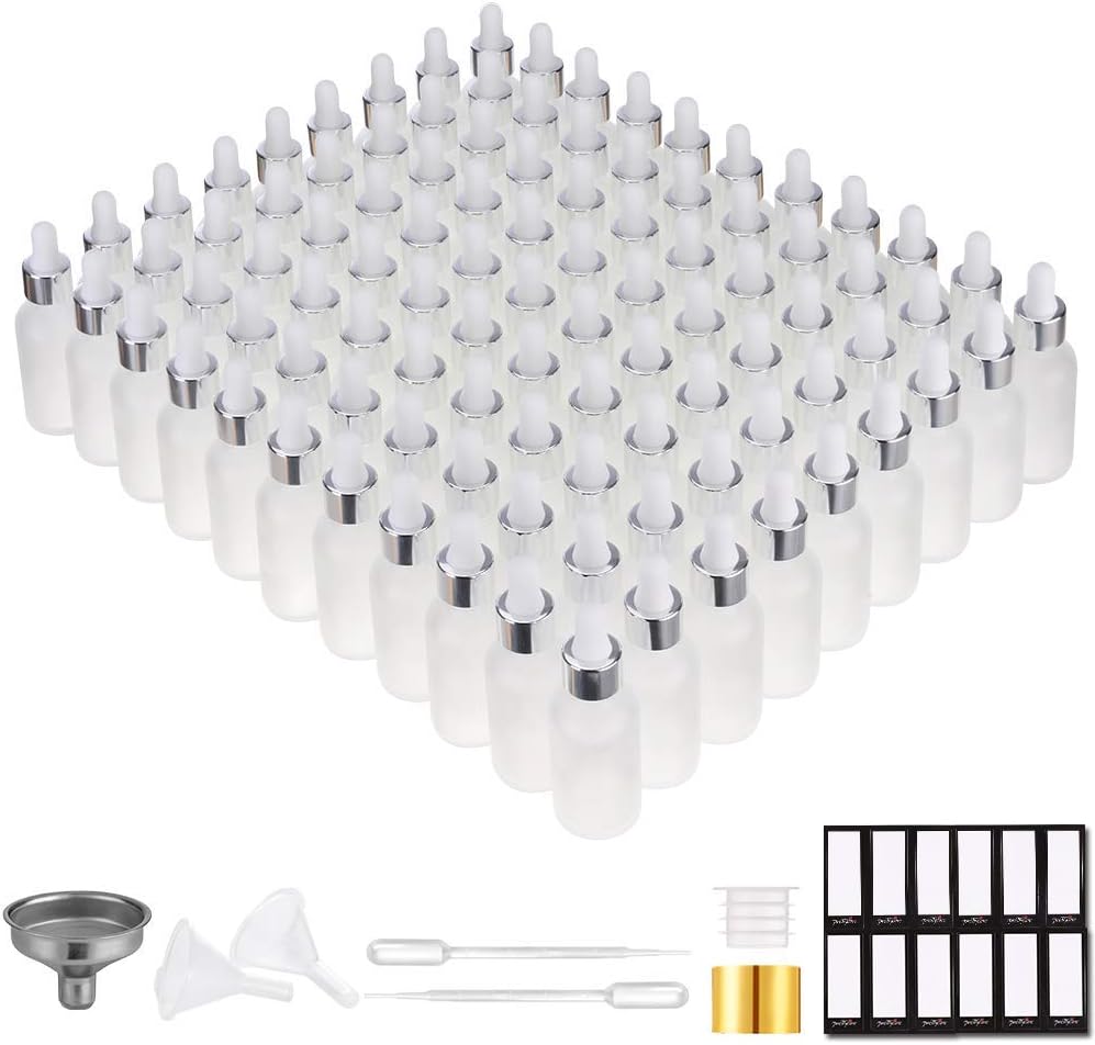 Glass Eye Dropper Bottles - 24 Pack 0.5oz Amber Leakproof Bottles with Golden Caps | Perfect for Essential Oils, Tinctures, Travel