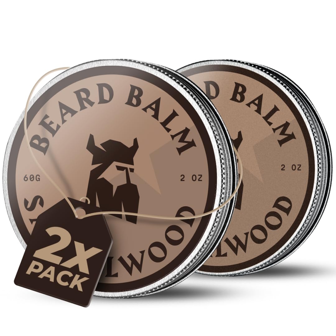 Striking Viking Natural Beard Balm for Men - 2 Oz, Sandalwood - Hydrating Beard Conditioner with Argan & Jojoba Oil - Softening Facial Hair Infusion with Shea Butter