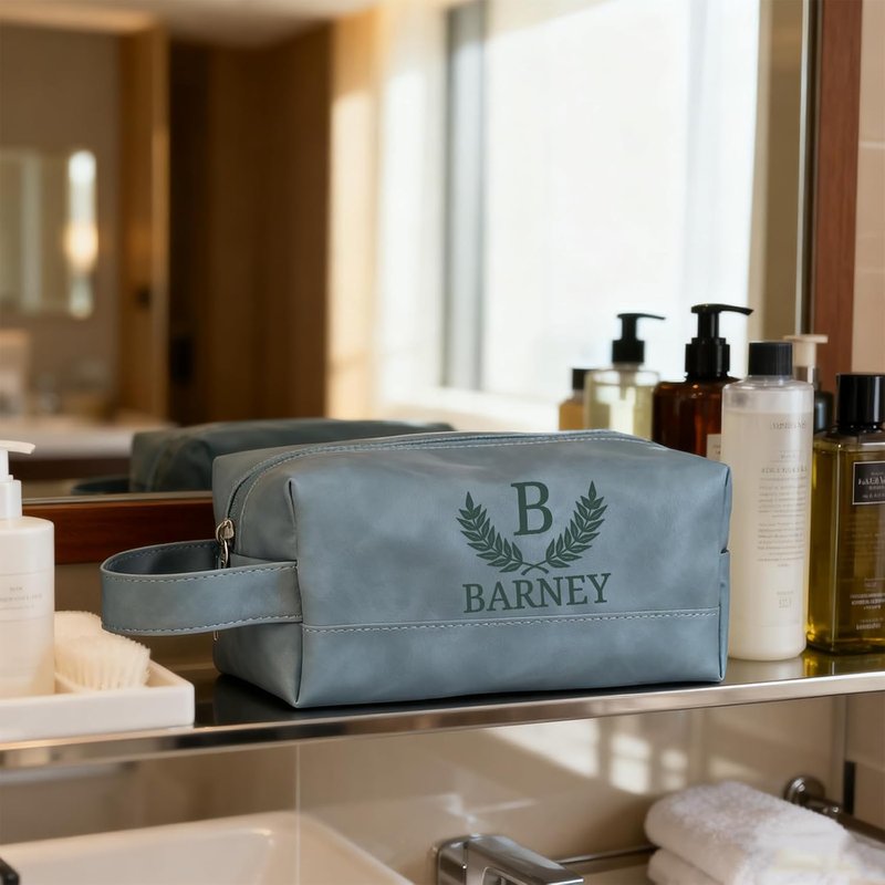 Personalized Leather Toiletry Bag for Men - Custom Engraved Travel Organizer | Perfect Groomsmen Gift