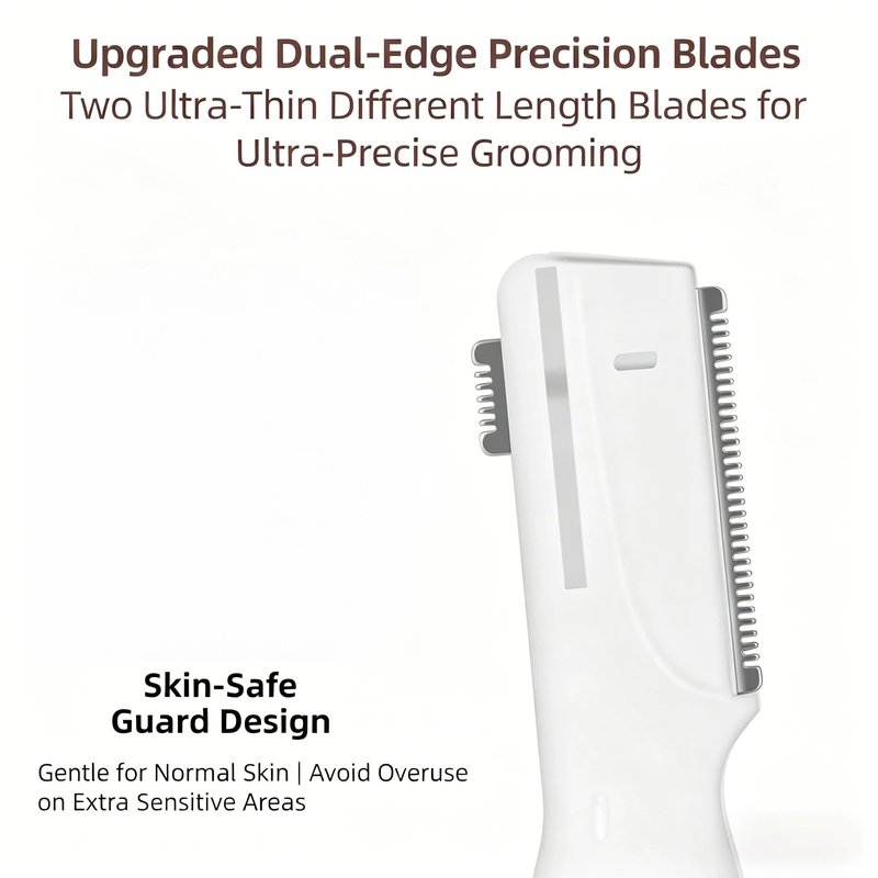 ZEXELLER Upgraded Eyebrow Trimmer, Precision Electric Razor for Women Men, Battery Operated Painless Facial Hair Remover with Adjustable Comb & Washable Blade (Face, Upper Lip, Chin, Neck)