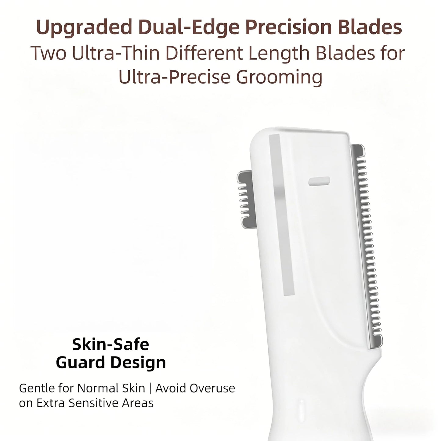 ZEXELLER Upgraded Eyebrow Trimmer, Precision Electric Razor for Women Men, Battery Operated Painless Facial Hair Remover with Adjustable Comb & Washable Blade (Face, Upper Lip, Chin, Neck)