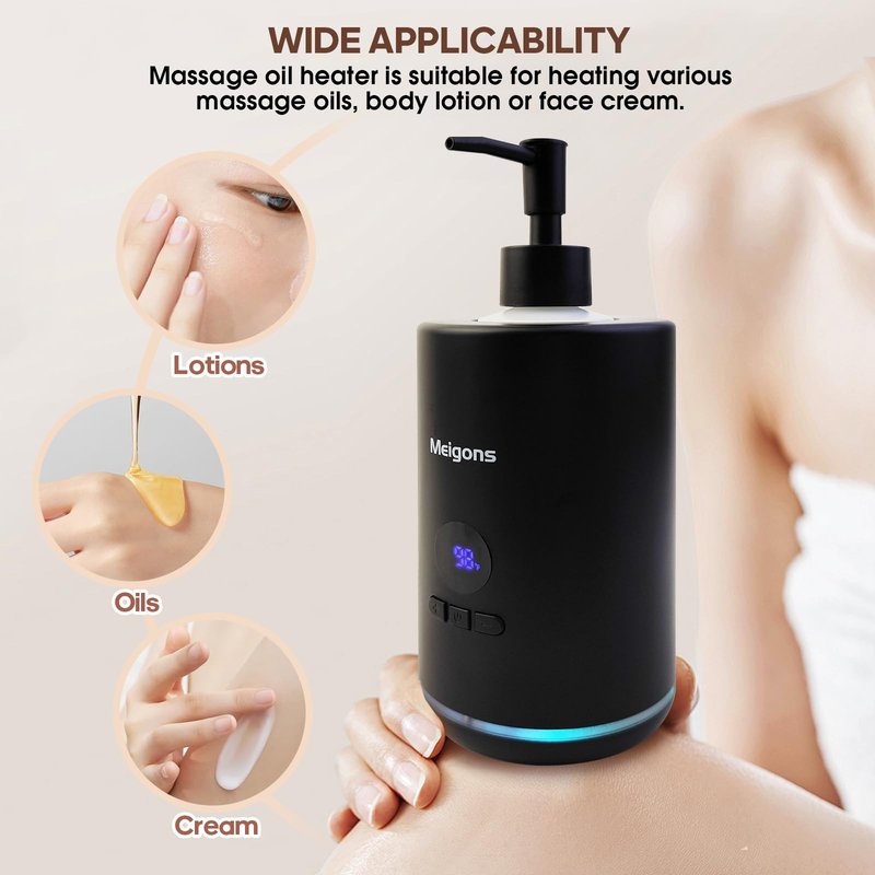 Oil Warmer for Massage, Massage Oil Warmer, Body Oils Heater for Spa, Salon and Barber Shops, with Two Oil Bottle Dispenser, Constant Temperature (White)
