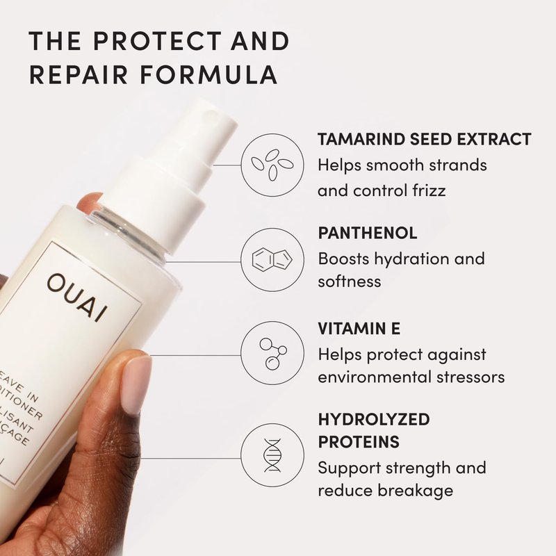 OUAI Leave In Conditioner - Heat Protectant & Detangler for Frizz Control | 1.5 oz