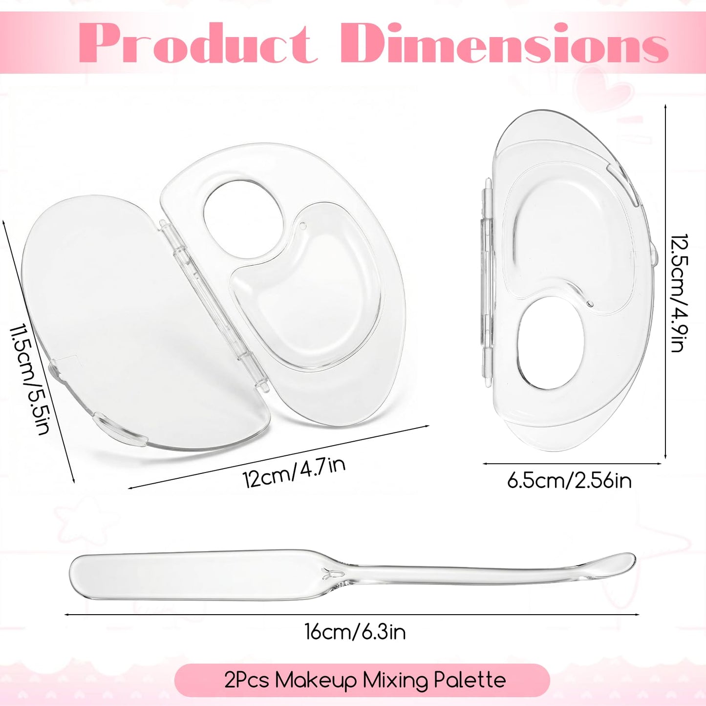 HJZHII 2Pcs Makeup Mixing Palette, Hold Acrylic Palette Foundation Mixing Palettes with Transparent Spatula Tools Acrylic Clear Foundation Palettes for Eyeshadow Liquid Foundations Lipstick Nail Art