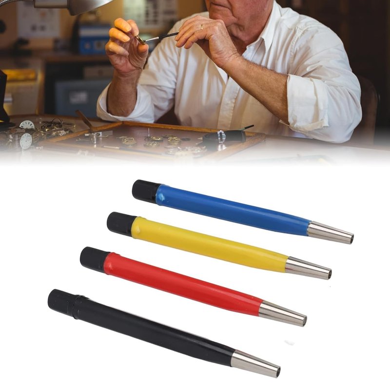 TAURISH Fiberglass Scratch Brush Pen 4-Pieces Scratch Brush with Steel, Brass, Nylon, Fiberglass Tips for Jewelry Cleaning, Circuit Board Maintenance, Auto Rust Removal and Watch Polishing