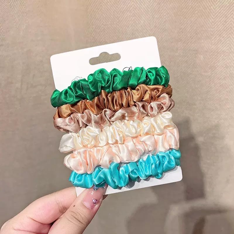 Satin Silk Scrunchies - 8Pcs Soft Hair Ties for Women | Blue & Pink Ponytail Holders