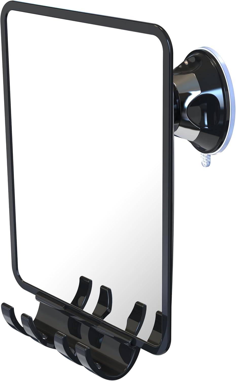 Fogless Shower Mirror for Shaving - Shatterproof Design with Removable Razor Holder | Powerful Suction Cup (Black)