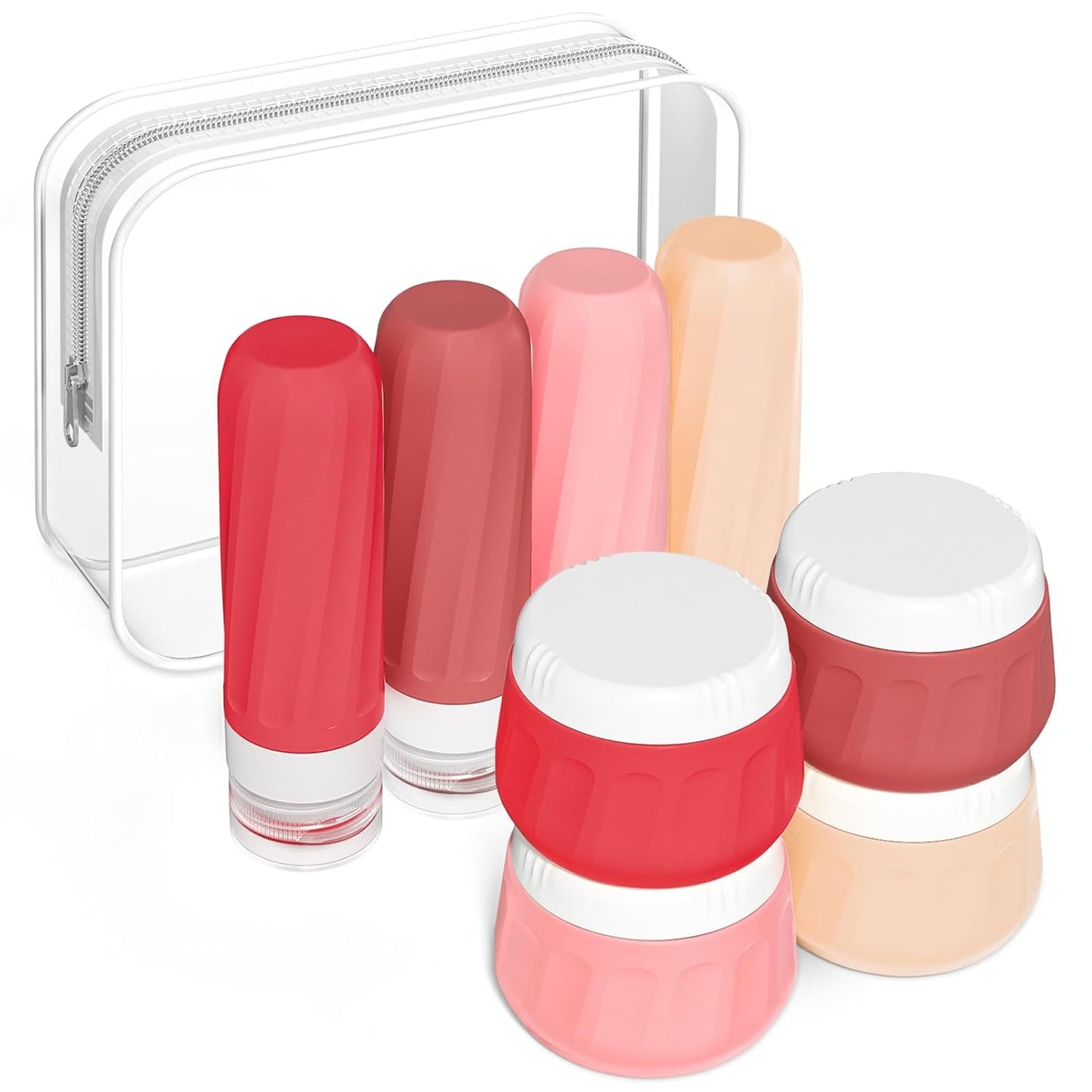 Travel Bottles for Toiletries - TSA Approved 8 Pack | Leak-Proof Silicone Containers with Clear Bag, 3oz