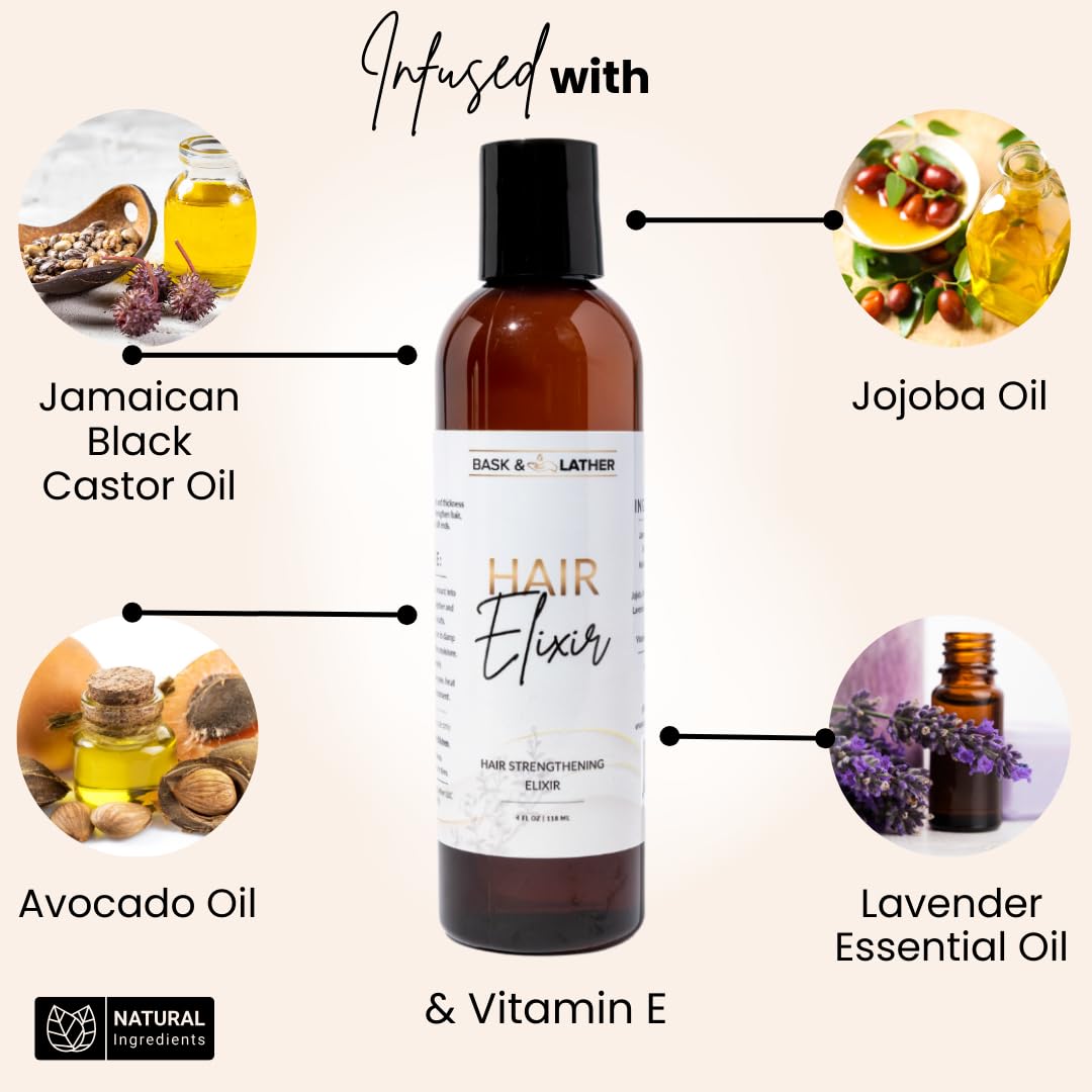 Hair Elixir & Scalp Stimulator Oil - Natural Growth Trio for Thicker, Healthier Hair | Moisturize & Soothe Scalp