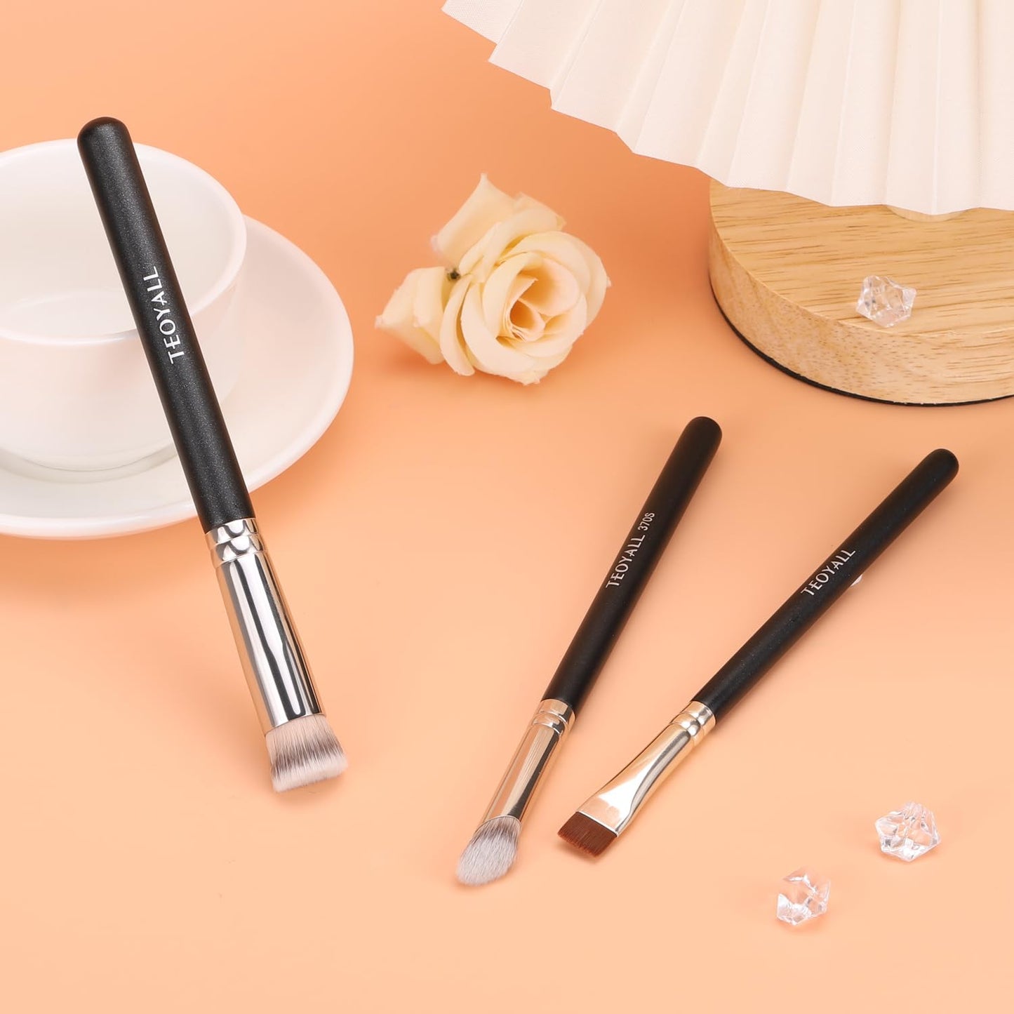 Concealer Brush Set - Flat Top Blush, Angled Nose Contour & Ultra-Thin Eyeliner Brushes for Flawless Finish | 370S