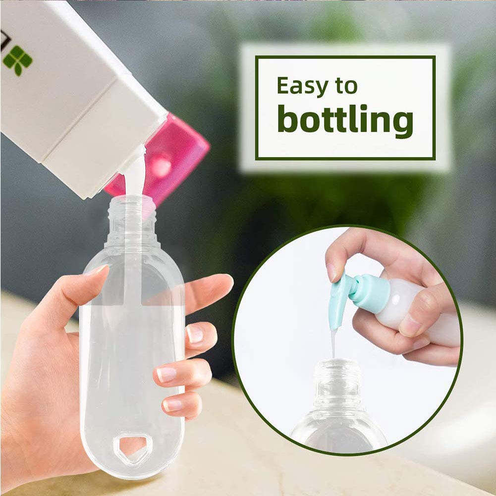 HATTIE 50Pack Travel Plastic Clear Keychain Bottles 50ml/2oz Portable Leakproof Squeeze Small Bottles With Flip Cap Refillable Empty Containers for Lotion Soap Toiletry