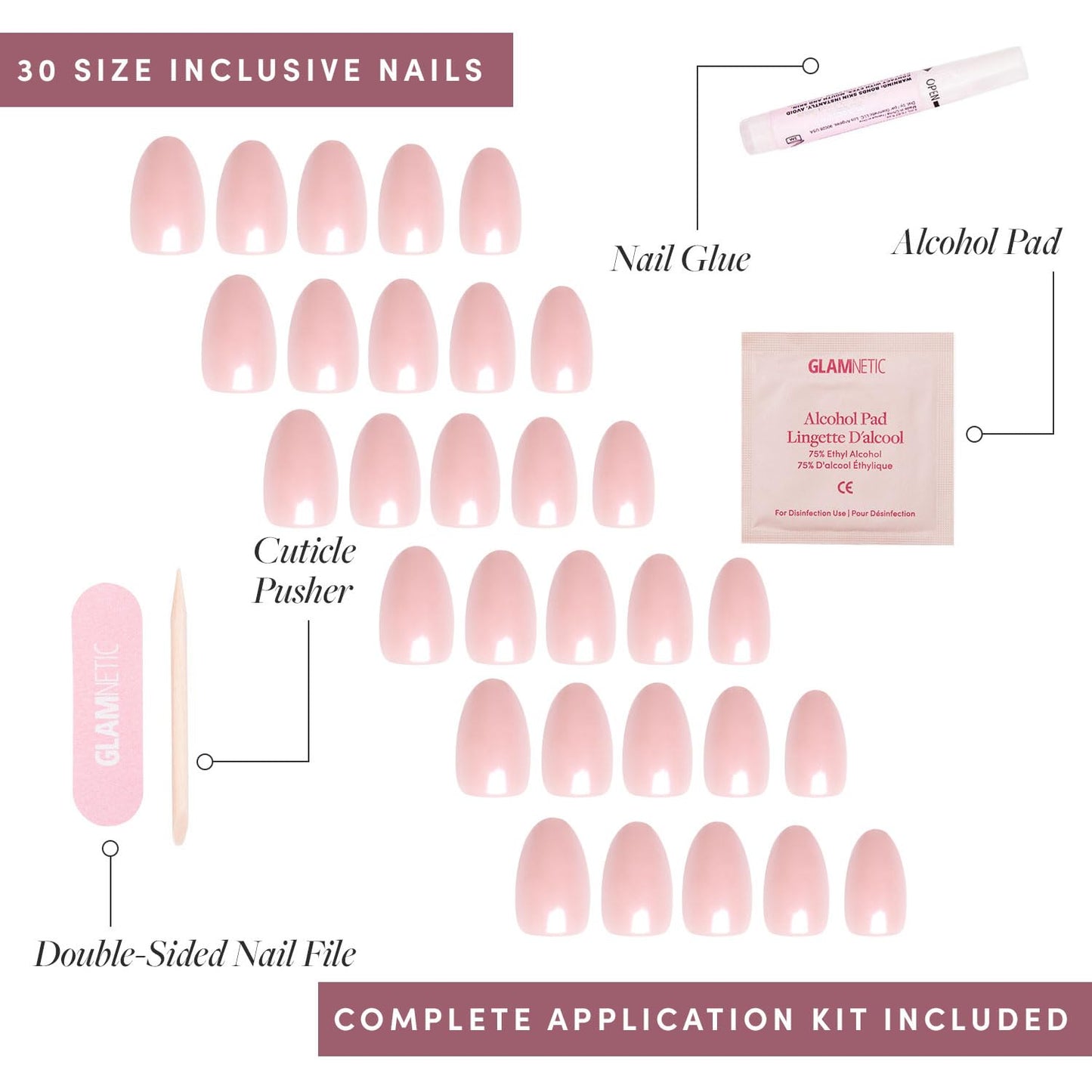 Glamnetic Press-On Nails Bundle - Sugar Glazed & Pinch Me | Medium Oval Fake Nails with Polka Dots & Glazed Finish | Durable Salon-Quality Kits
