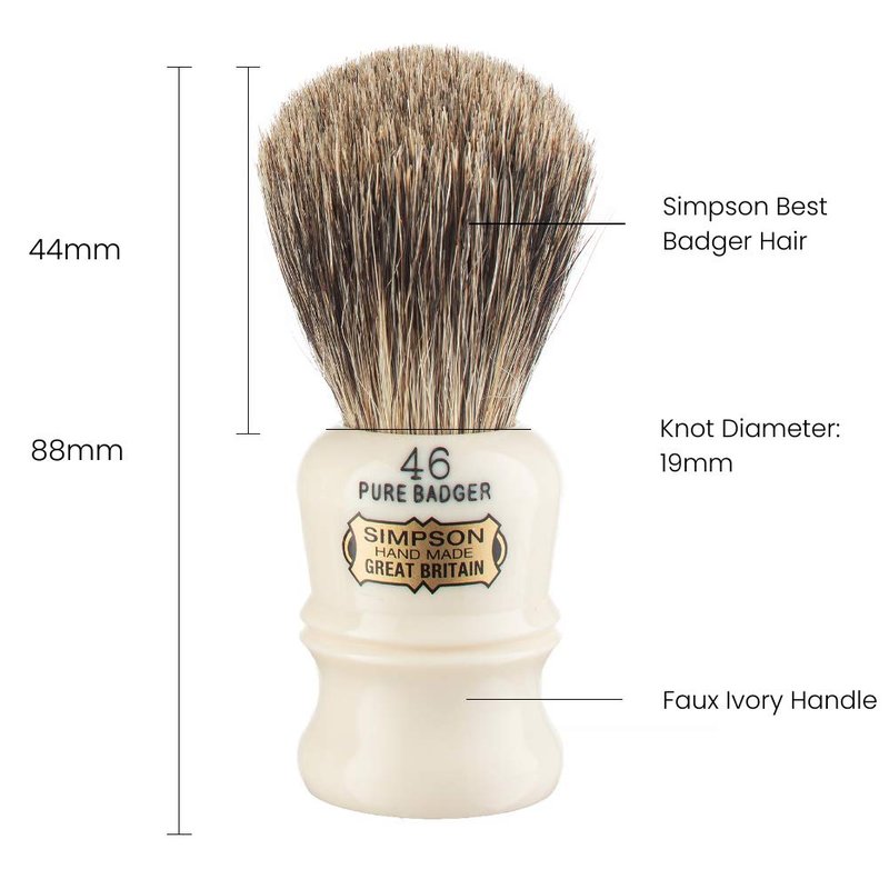 Simpson Berkeley 46 Pure Badger Shaving Brush - Handmade British Shaving Brush for Men - Premium Quality by Simpson Shaving Brushes (Berkeley 46 Pure Badger)