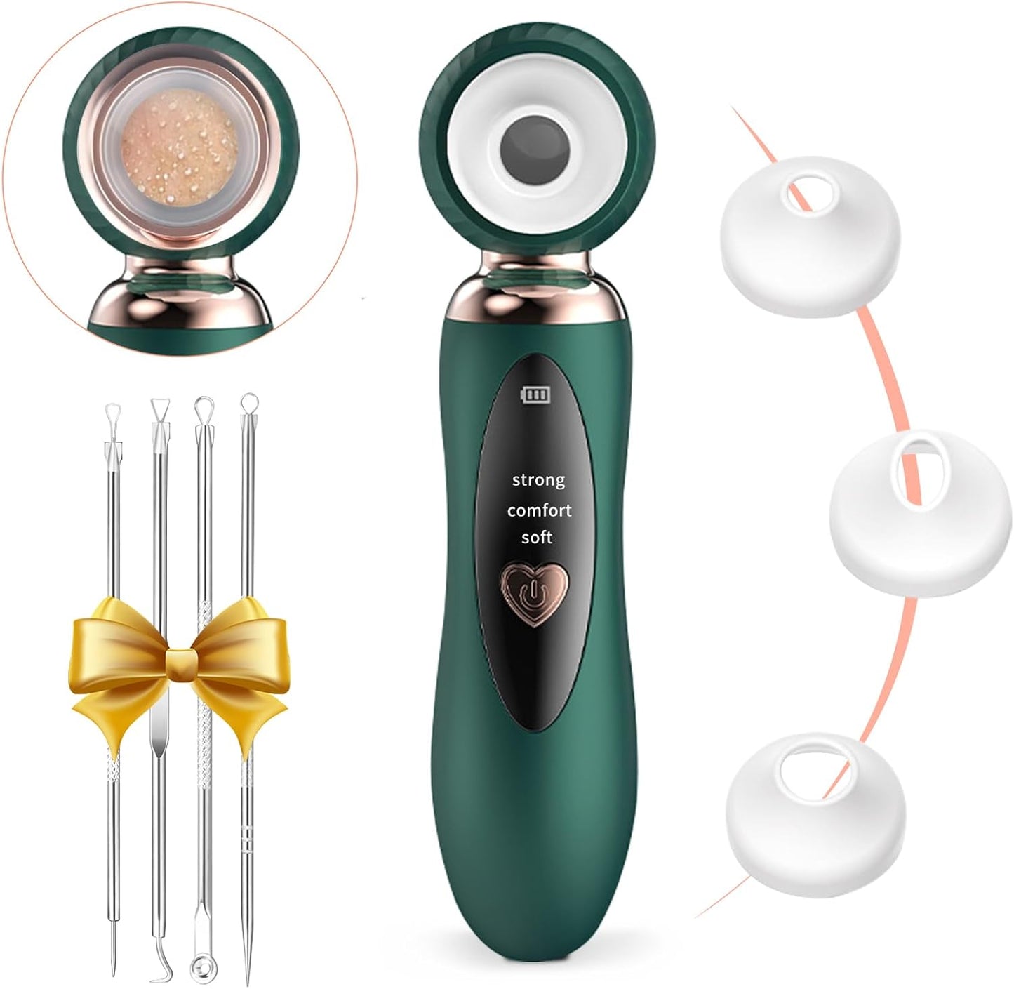 Blackhead Remover Pore Vacuum - Rechargeable Facial Cleaner with 3 Soft Silicone Probes | USB Electric Acne Extractor Tool