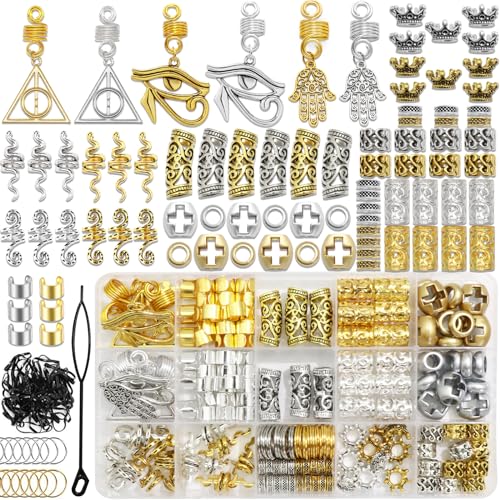 Viking Hair Jewelry Set - 230PCS Gold & Silver Braids Beads