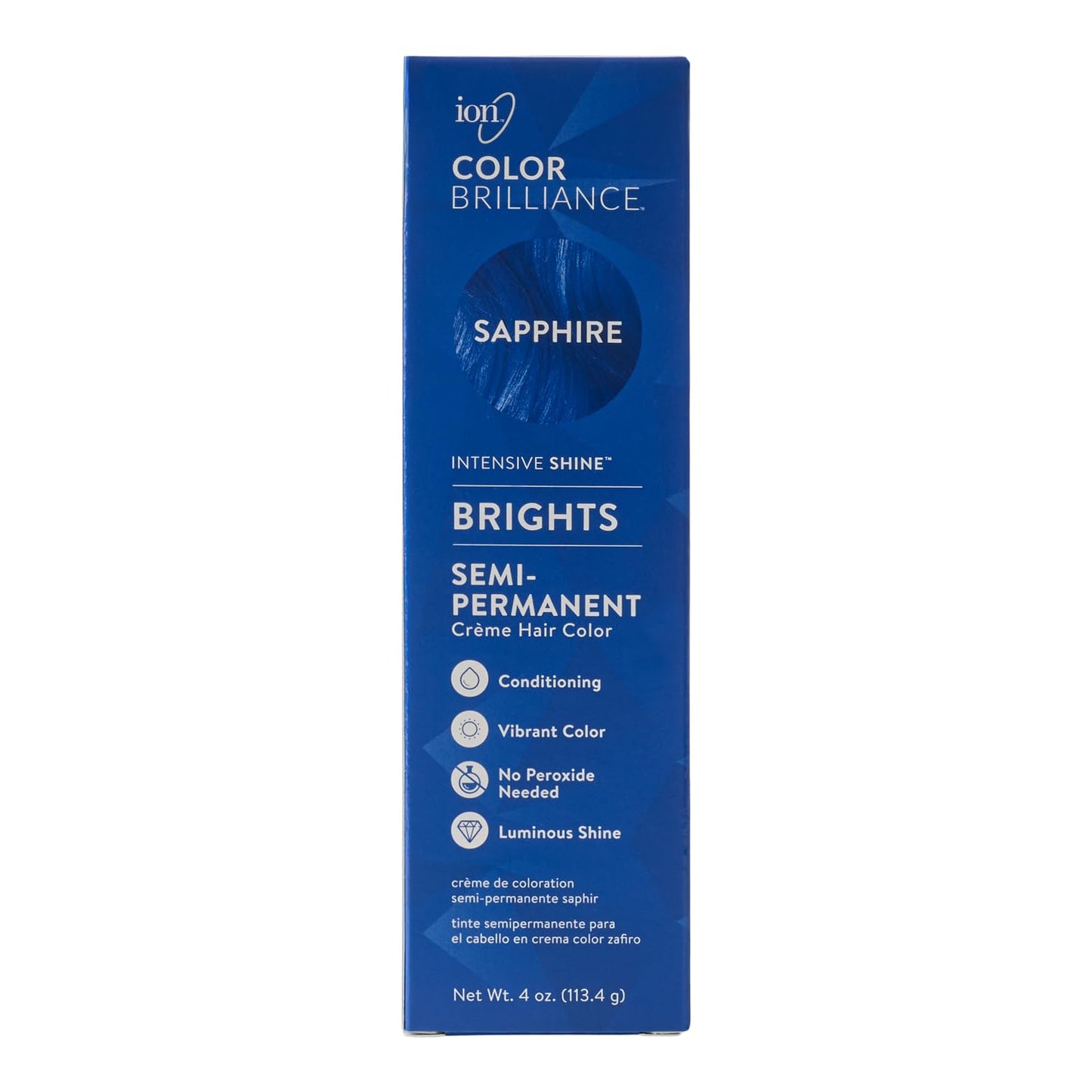 Ion Semi-Permanent Brights Hair Color - Vibrant Sapphire Shade | Long-Lasting Formula