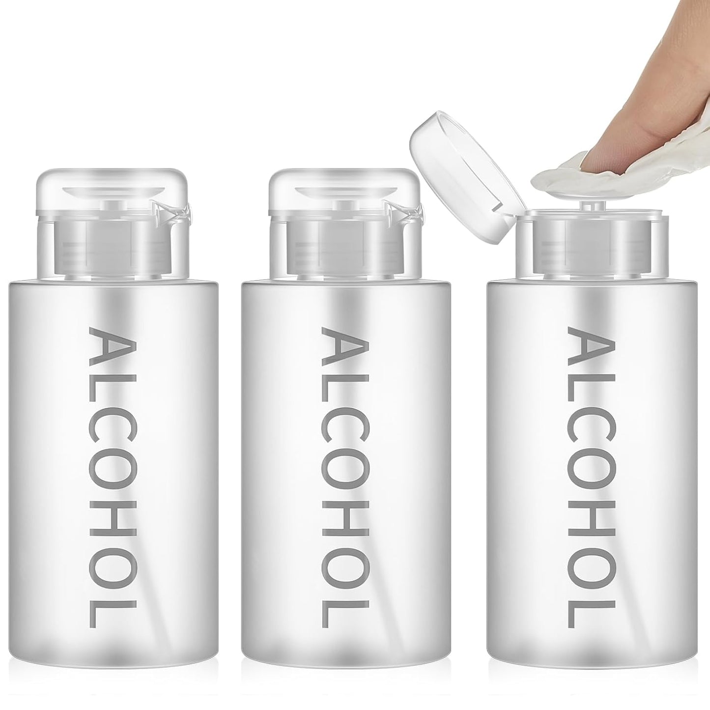 Layhit Alcohol Pump Dispenser Bottles - 10 oz Refillable Liquid Containers for Personal & Salon Use | Clear Cap & Bottle