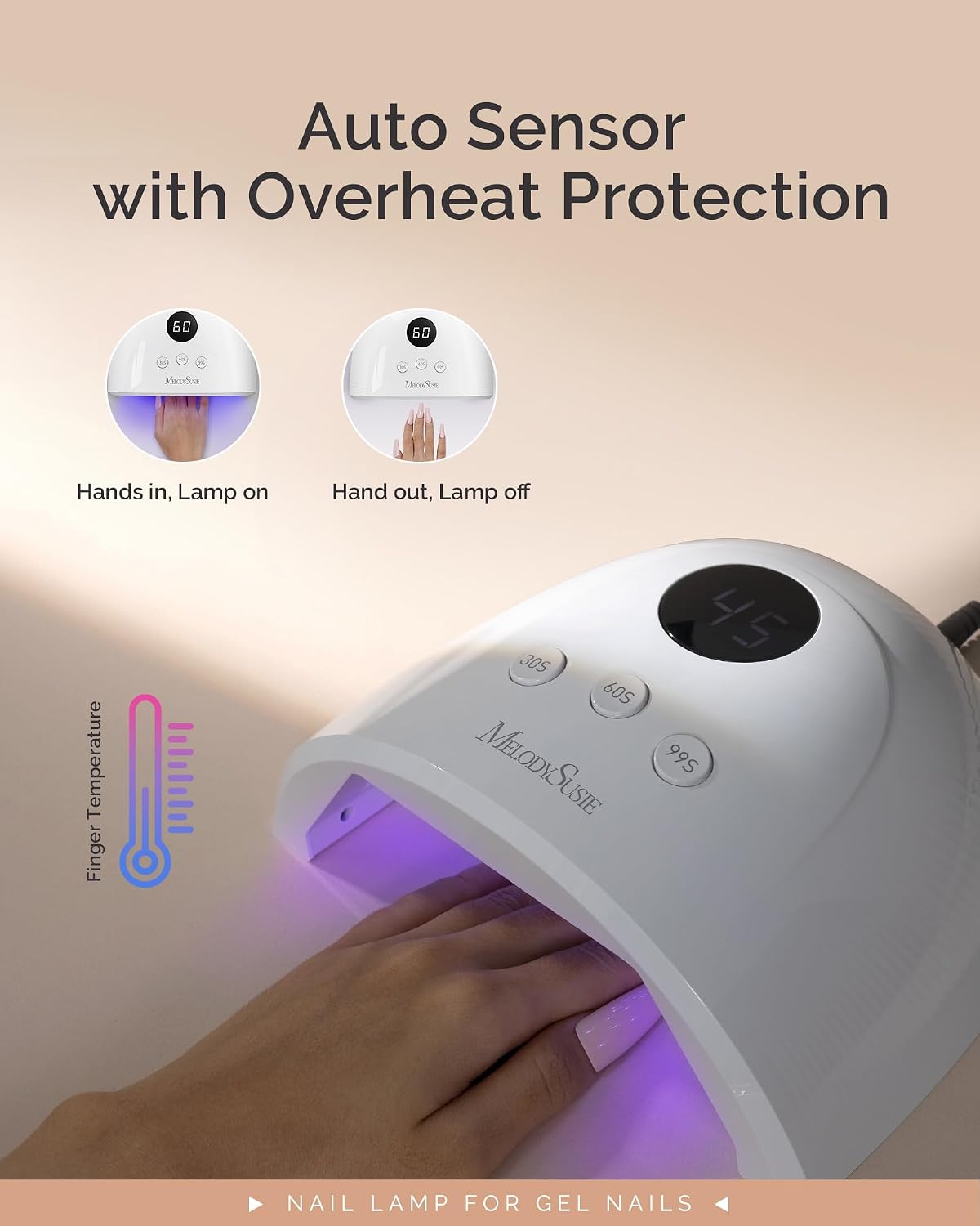 Compact UV LED Nail Lamp - Advanced 30W Nail Dryer with Smart Sensor & 3 Timers | Cures All Gels, White