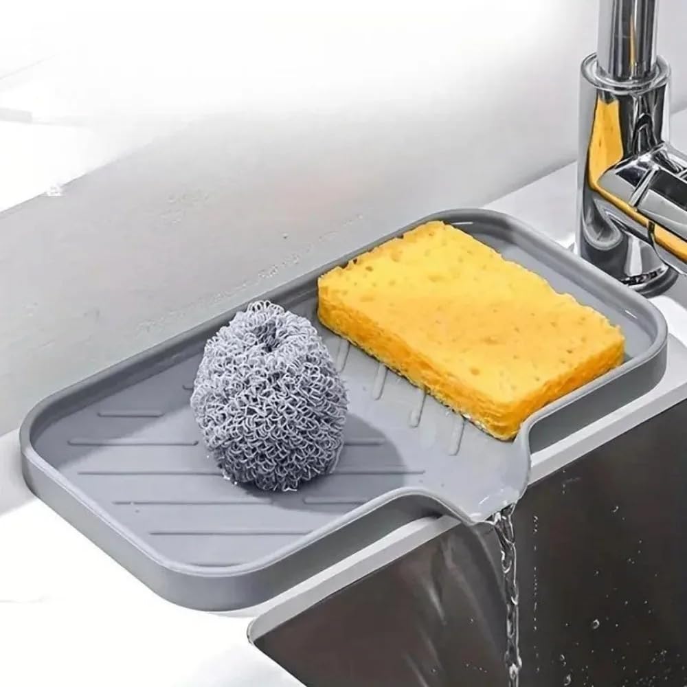 1PC Small Grey Silicone Coaster Storage Rack- Waterproof Draining Soap Mat, Ideal for Toilet Cup & Bathroom, Kitchen Use