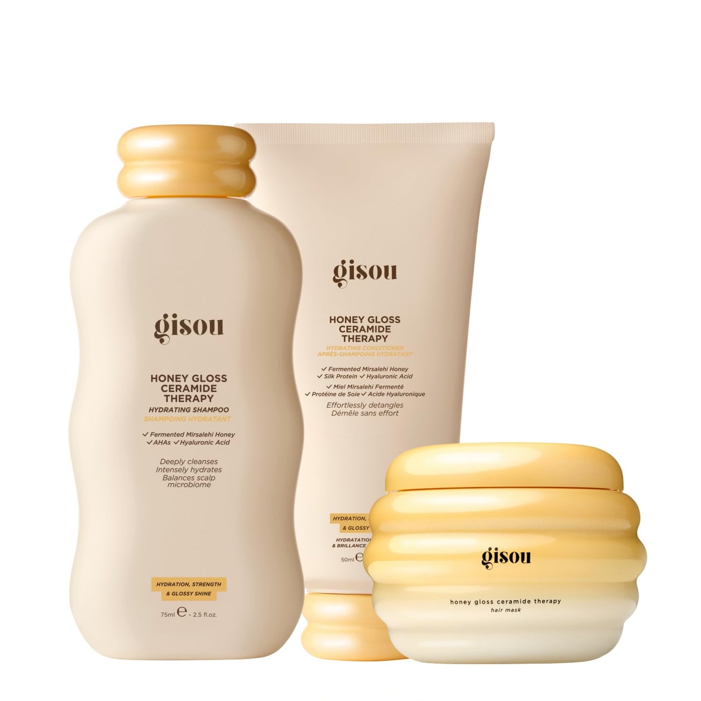 Gisou Honey Gloss Hair Therapy Trio for Smoother, Stronger, Glossier Hair