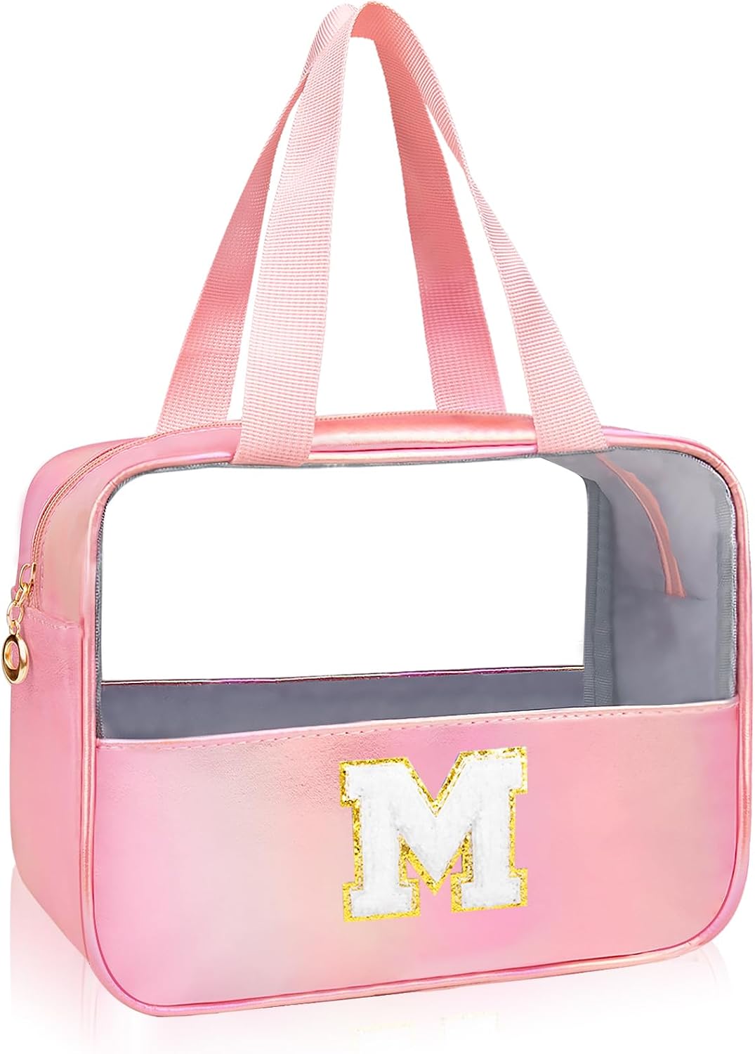 Personalized Pink Clear Makeup Bag - Large Cosmetic Organizer for Travel | Ideal Gift for Women & Girls