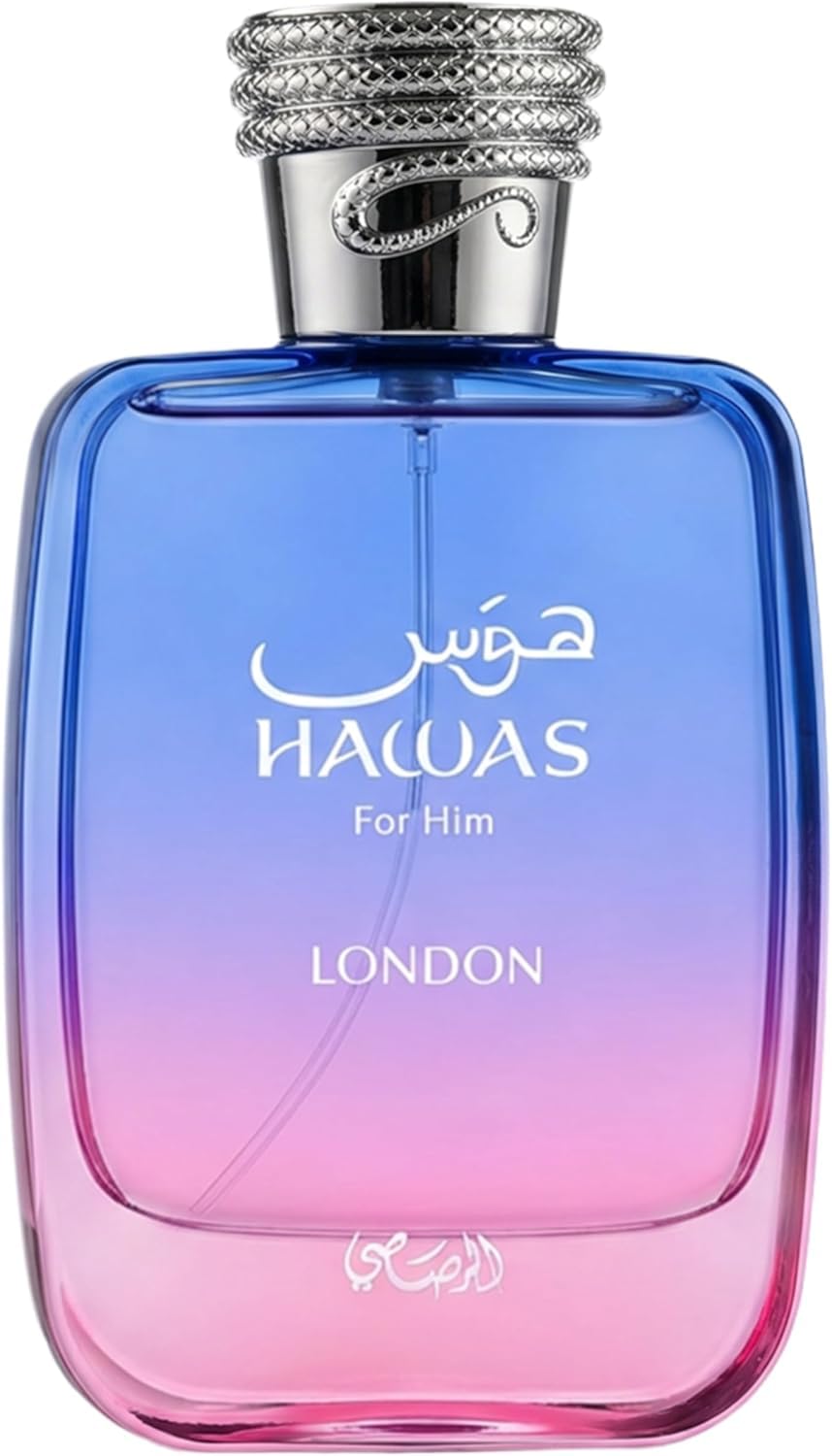 Rasasi Hawas London Eau de Parfum Spray - Spicy Fruity Floral Scent for Men | 3.38 Ounce (100ml)
