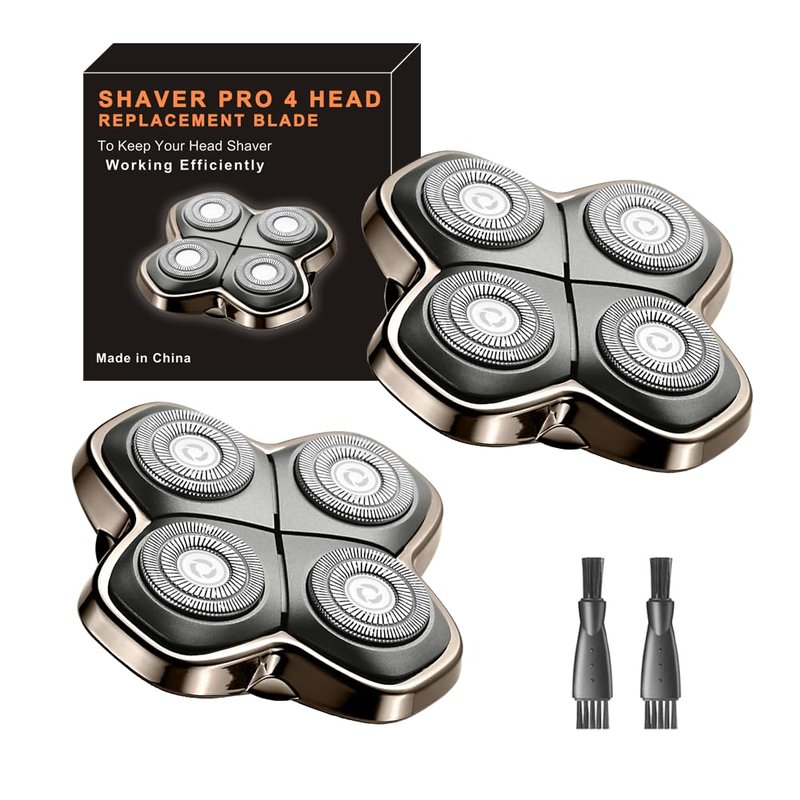 TRAH Shaver PRO 4 Head Replacement Blade Compatible with Skull Shaver Pitbull Pro - for Pitbull Silver Gold PRO SX5 & Palm MX5 & Butterfly Kiss Pro - Bald Men Electric Shavers Accessories (2 Packs)