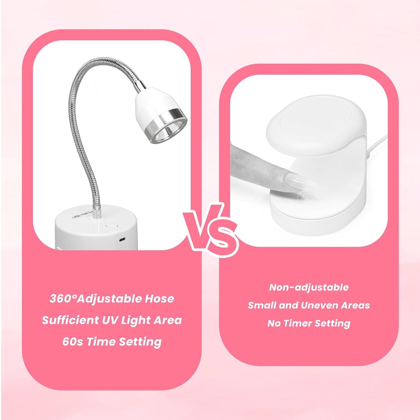 Portable UV Gel Nail Lamp - 9W Cordless Gooseneck Design | Quick Drying with 60s Timer for Home & Salon Use