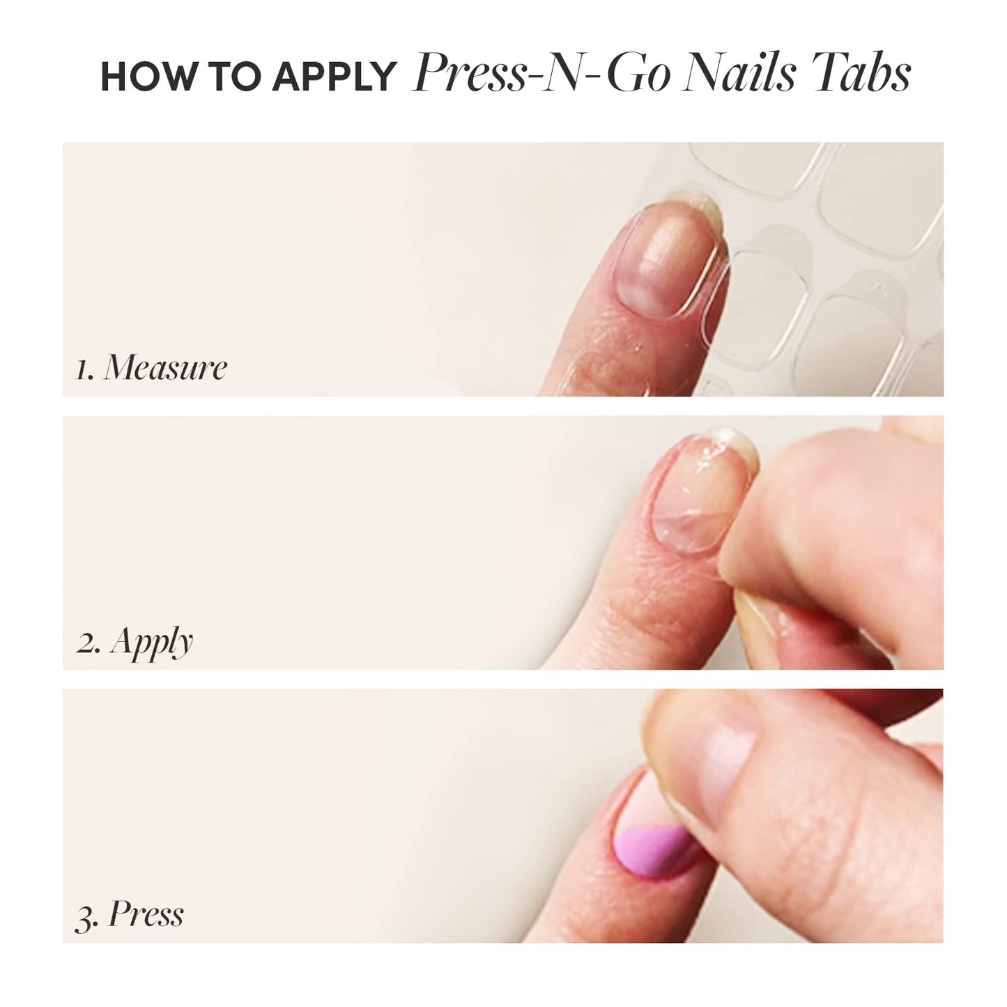 Press 'n Go Instant Nail Adhesive Tabs - Short Term Wear, Easily Removable | 90 Tabs for Customized Fit