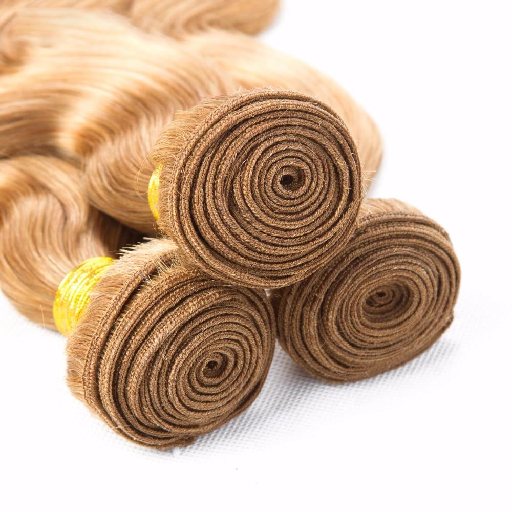 Biliisyff #27 Honey Blonde Body Wave Human Hair, 12 14 16 Inch