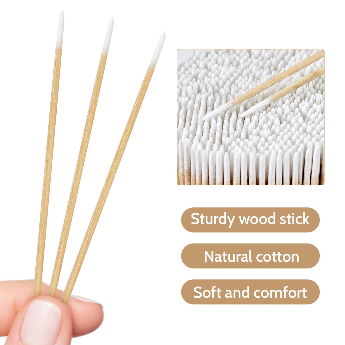 BABONIE 400PCS Pointed Cotton Swabs - Precision Microblading Cotton Swab 4 inch - Micro Sticks for Nail Supplies Makeup Tattoo Permanent Cosmetic