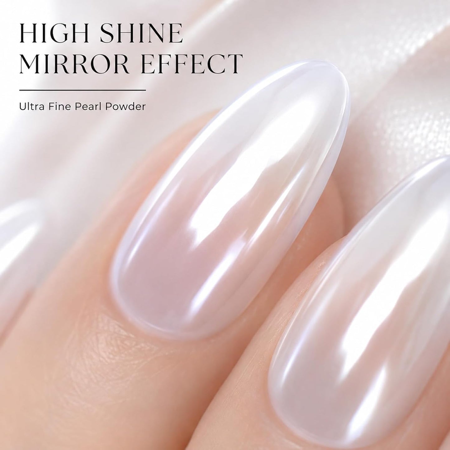 Pearl Chrome Nail Powder - Iridescent White Aurora Mirror Effect for Gel Nails | DIY Nail Art Pigment