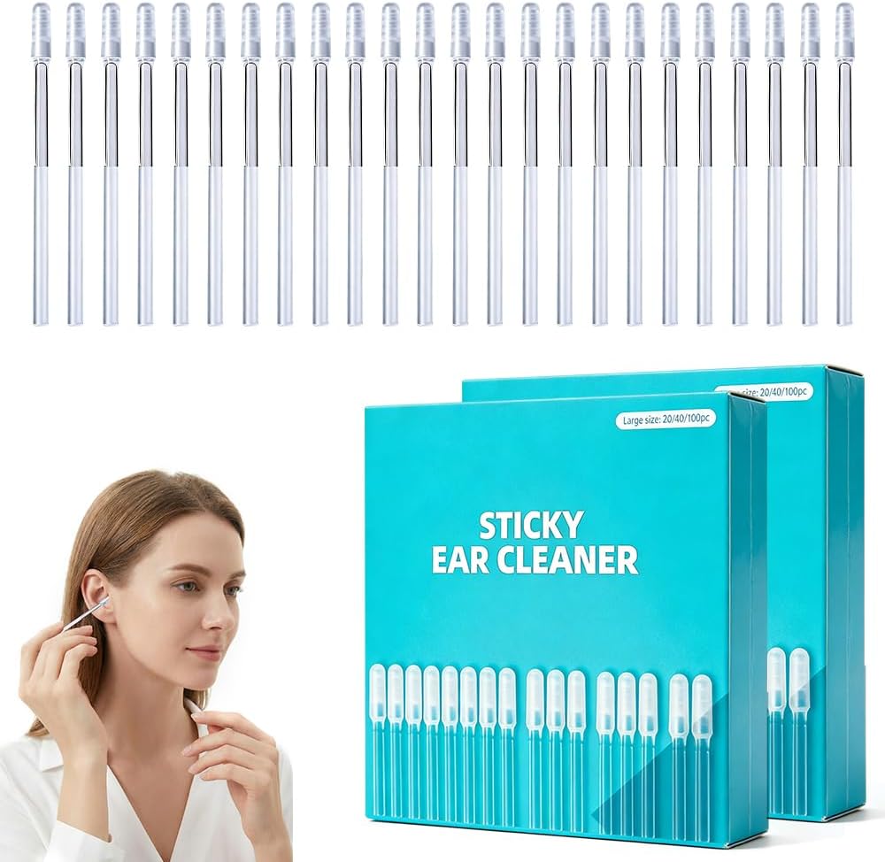 Reusable Earwax Removal Swabs - Sticky Ear Cleaning Sticks with Dust Cover | 48pcs, Transparent