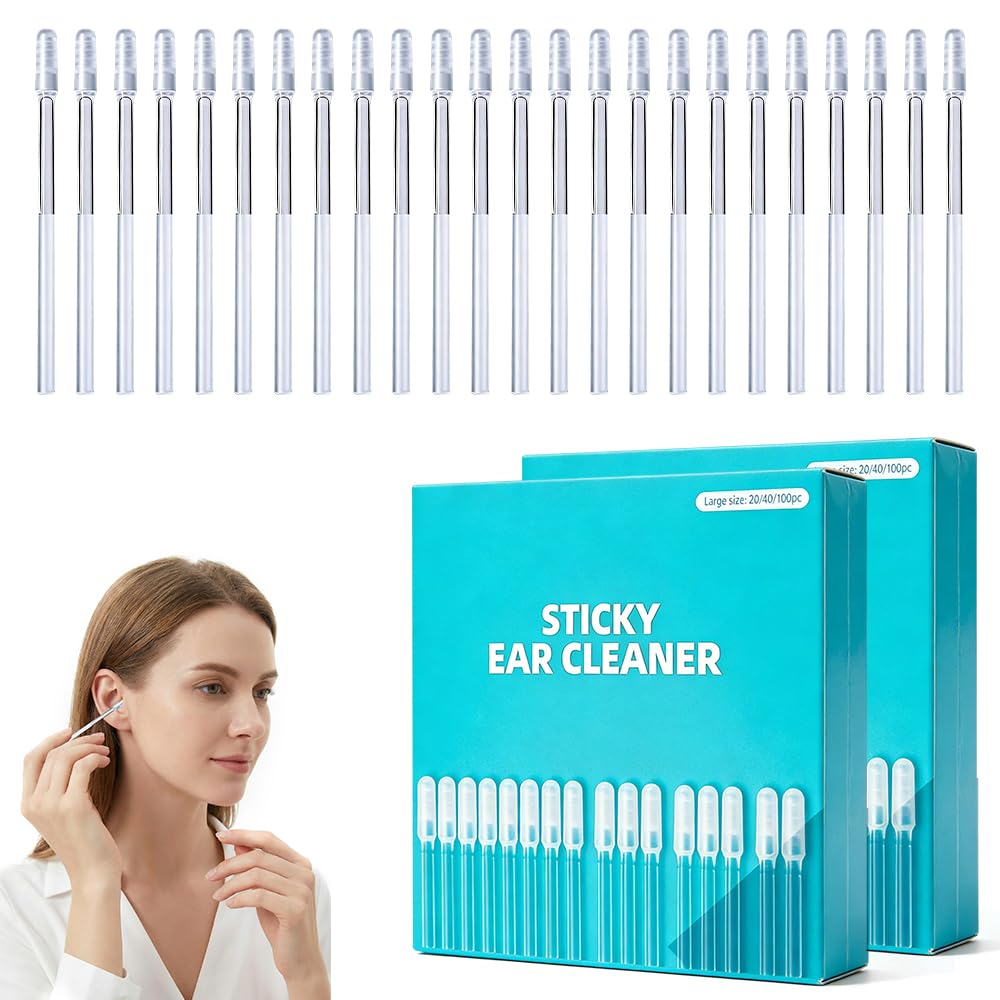 Earwax Removal Adhesive Swabs, 2026 New Reusable Sticky Ear Cleaning Stick, Ear Wax Removal Cleaning Sticks Tools with Dust Cover Packaging (Transparent*48pcs, Small)