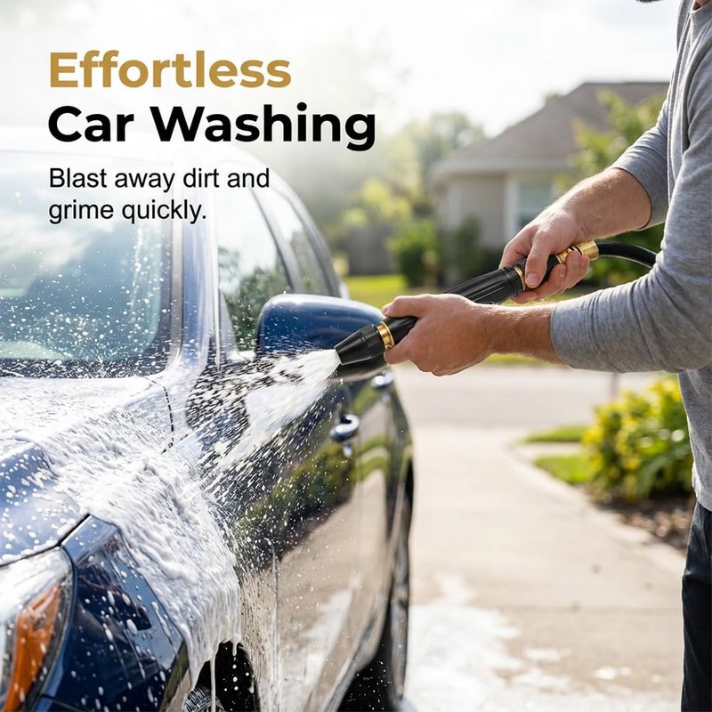 High Pressure Power Washer Nozzle with Connector Set,Direct spray gun,Power Jet Water with Three Spray Modes, Multi Function Watering Sprayer for Cleaning Yard Pets Car (1 PCS)