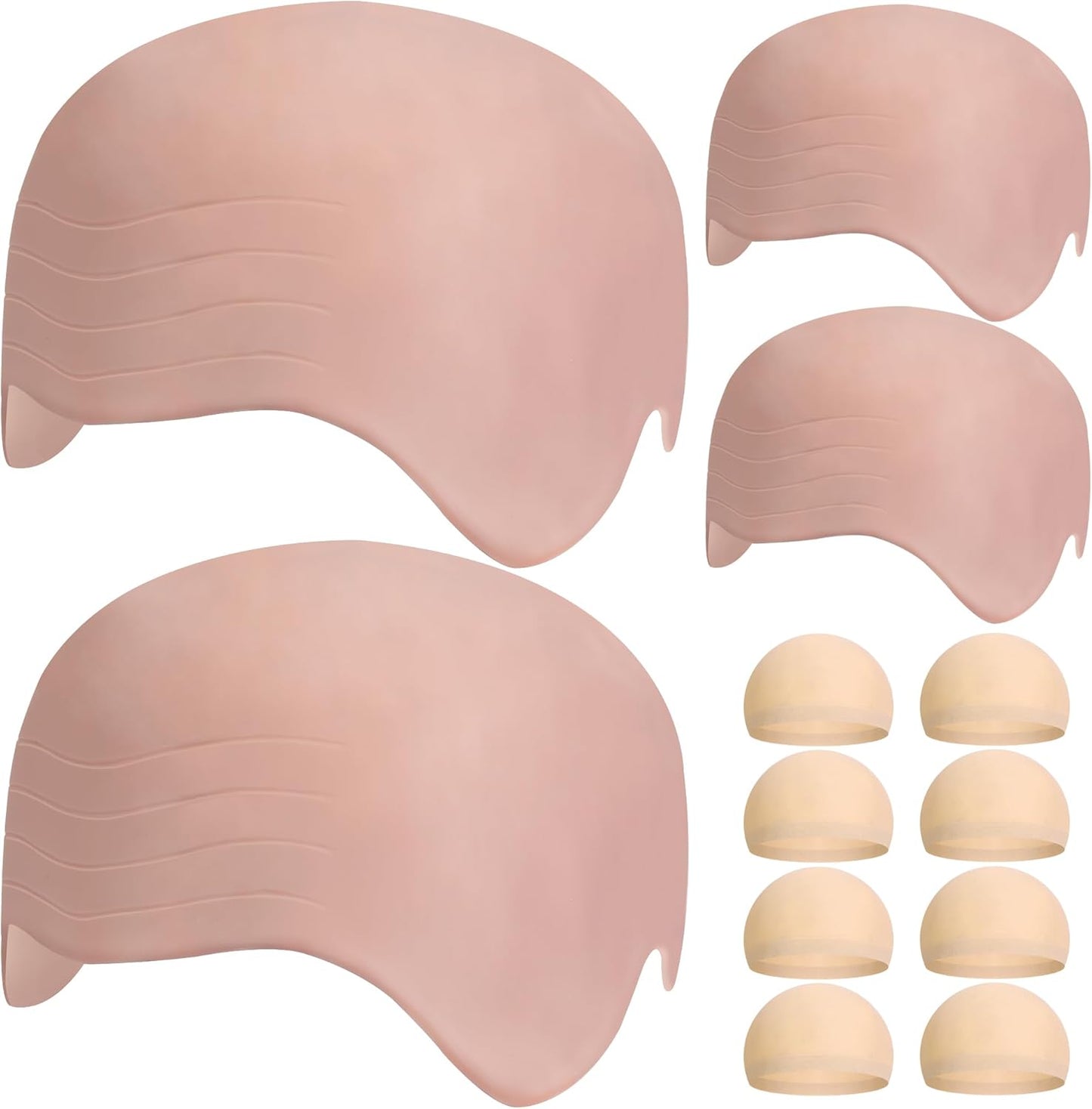 Bald Caps Set for Halloween - 12 PCS Makeup Bald Cap & 8 Wig Caps | Costume Accessories for Men & Women