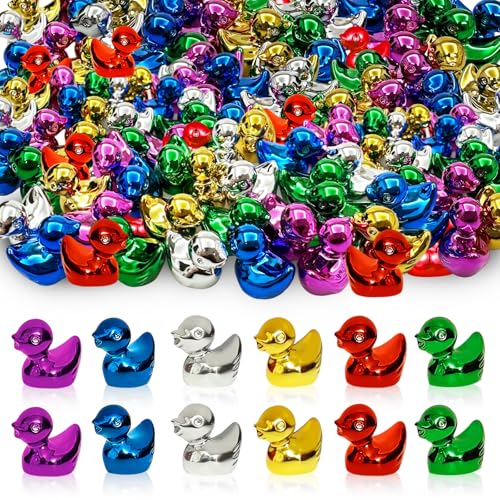 Multicolor Metallic Mini Duck Figurines - 60/120 Pcs Glitter Decor