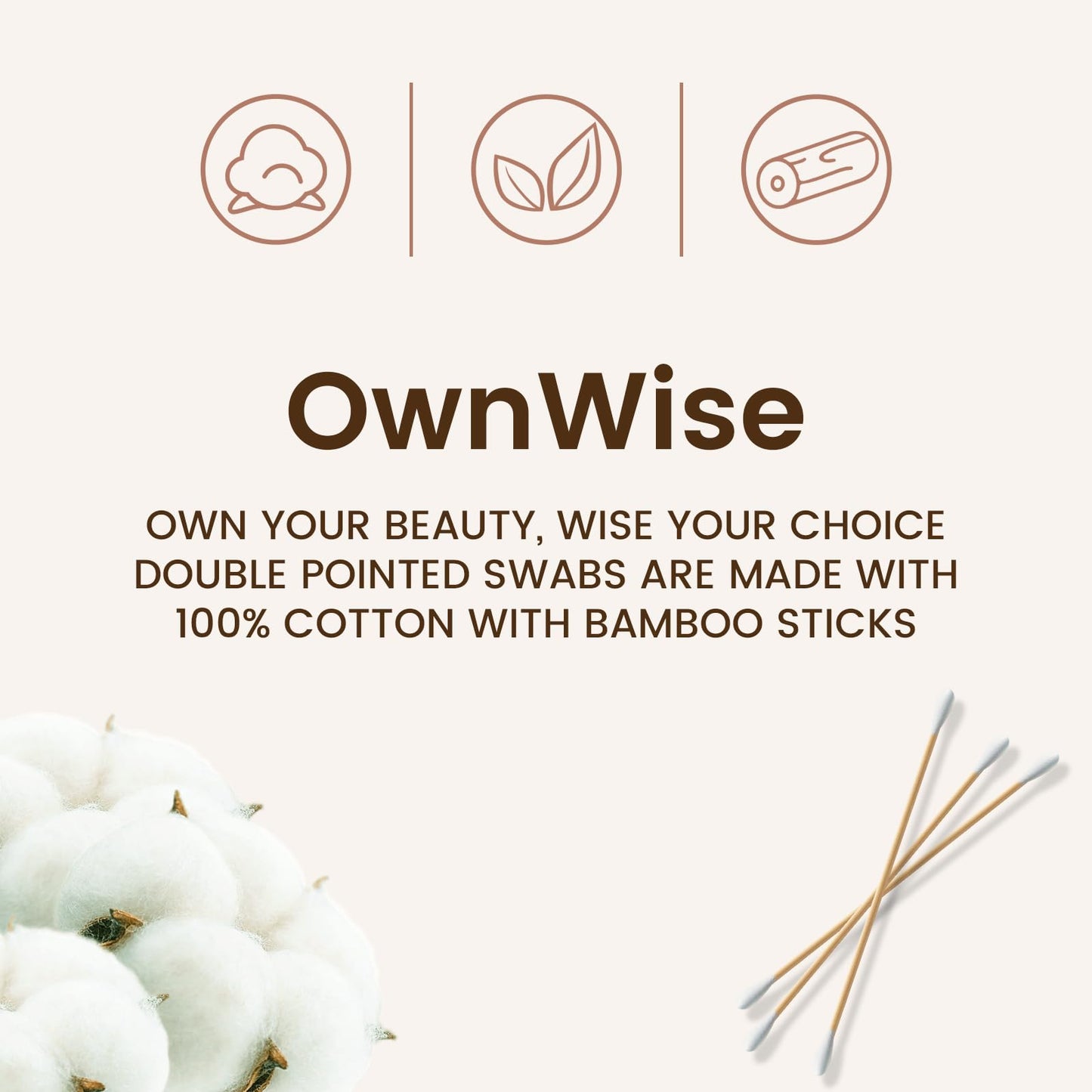 OwnWise Double Tipped Long Cotton Swab 300 Count in Storage Box, 6 Inch Cotton Swabs with Bamboo Sticks, Wooden Cotton Tipped Applicators for Makeup, Home