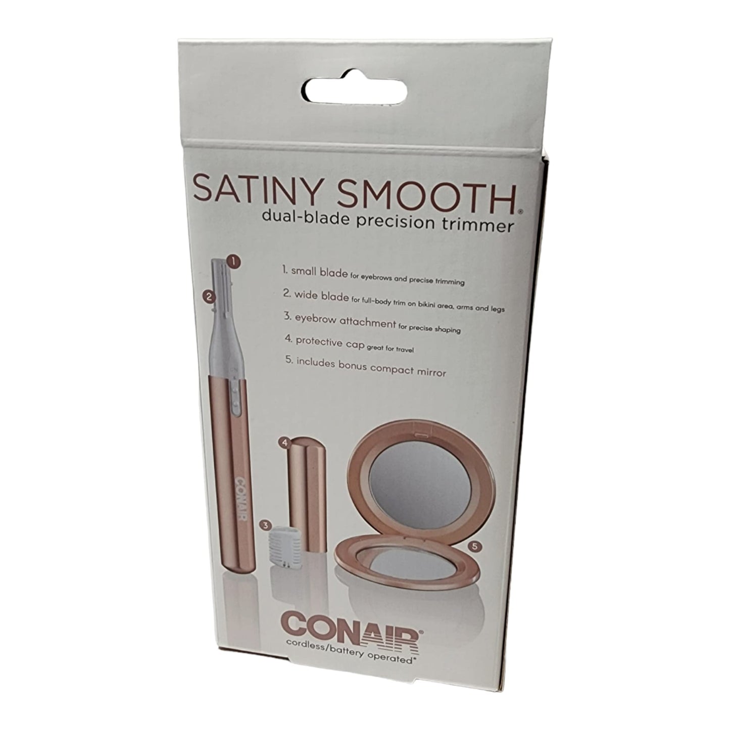 Conair Satiny Smooth Dual Blade Precision Trimmer w/ Bonus Compact Mirror
